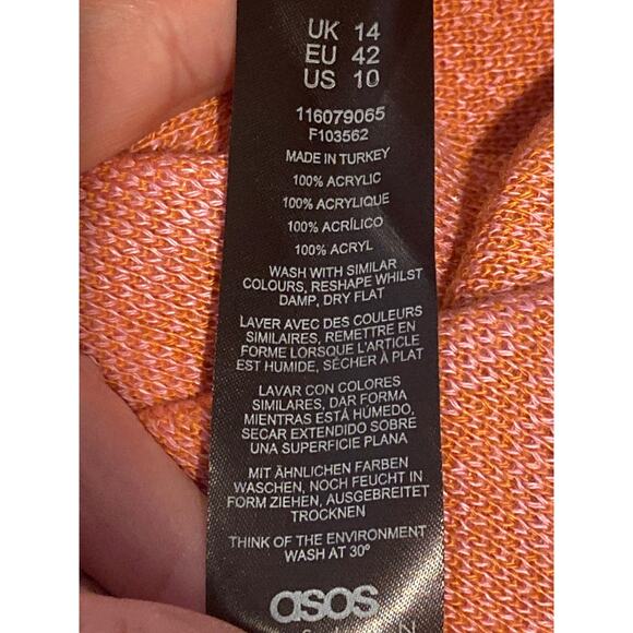 ASOS Pink & Orange Flower Power Hippie Go-Go inspired Knit Dress Sz 10 US EU42 - Picture 8 of 9
